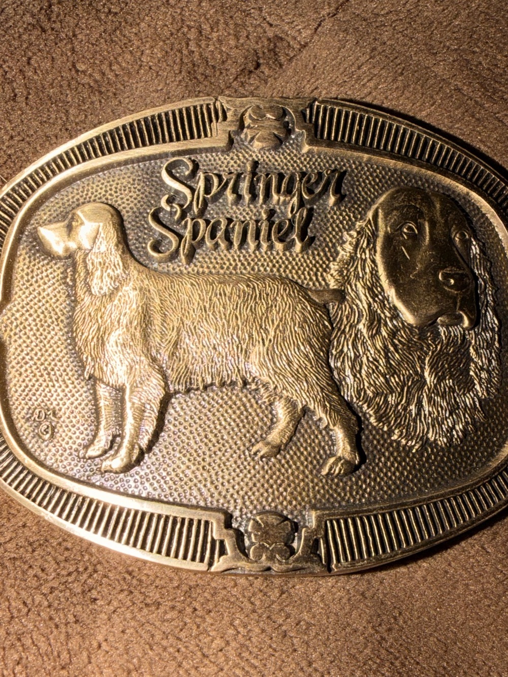 Springer Spaniel Brass Belt Buckle - Classic Dog Design
